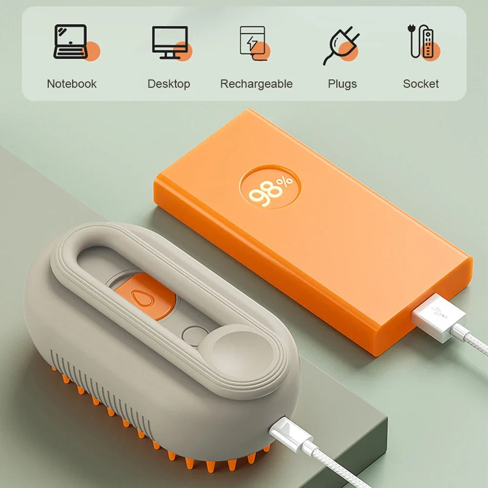 USB Rechargeable Pet Steam Brush