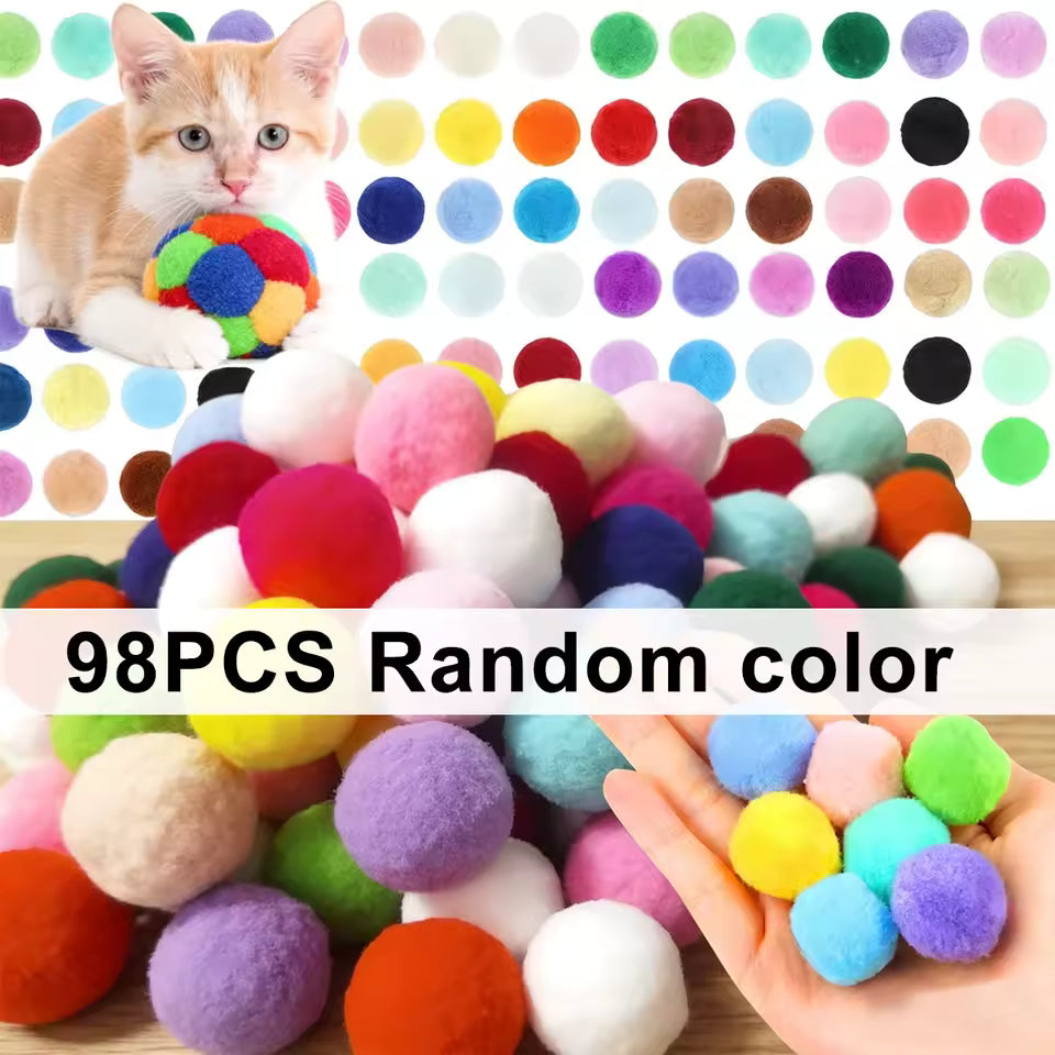 98-Piece Plush Cat Ball Set