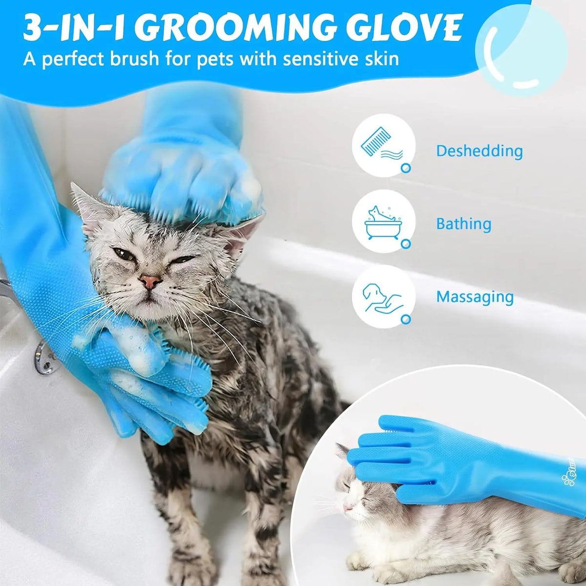 Silicone Pet Bath & Grooming Glove
