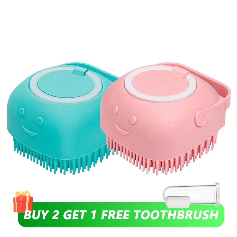 Pet Bath Brush with Shampoo Dispenser