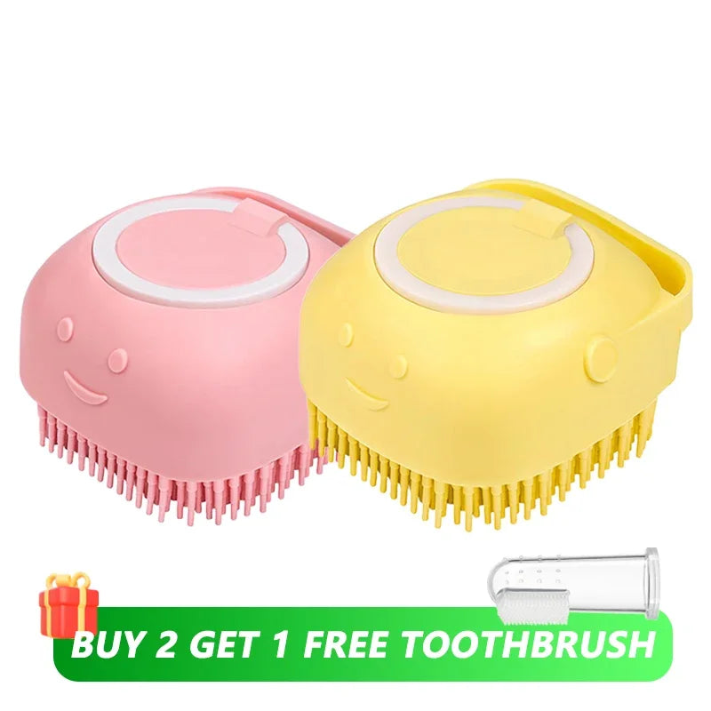 Pet Bath Brush with Shampoo Dispenser