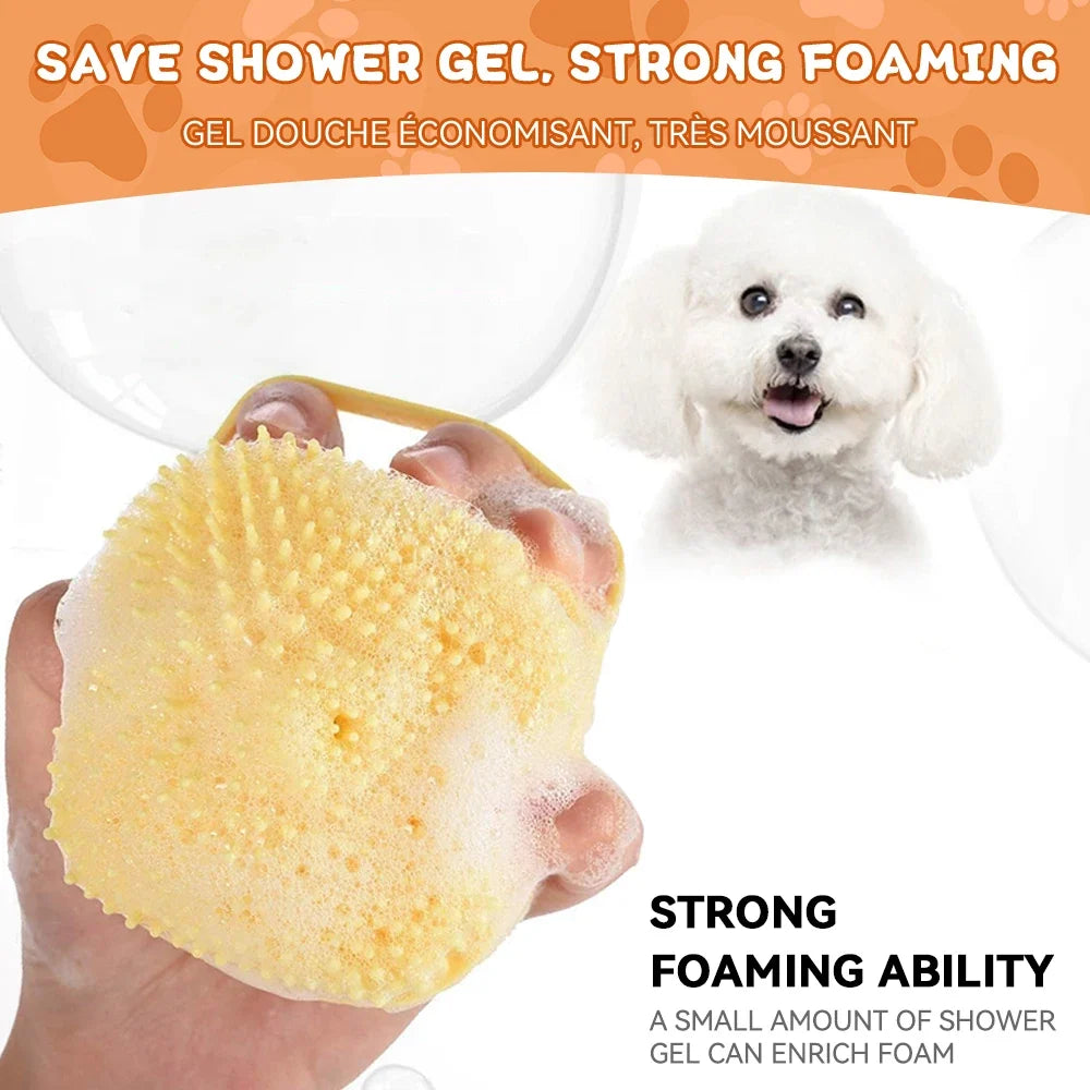 Pet Bath Brush with Shampoo Dispenser