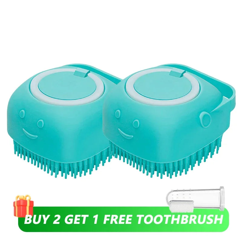 Pet Bath Brush with Shampoo Dispenser