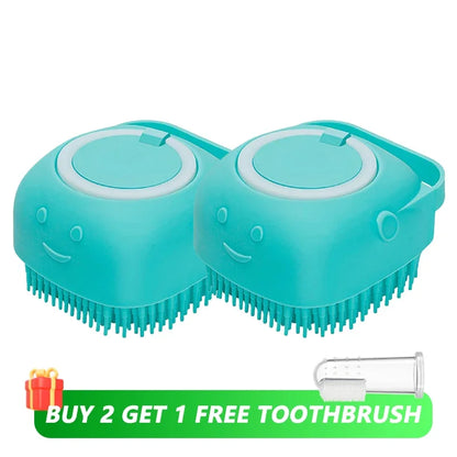 Pet Bath Brush with Shampoo Dispenser
