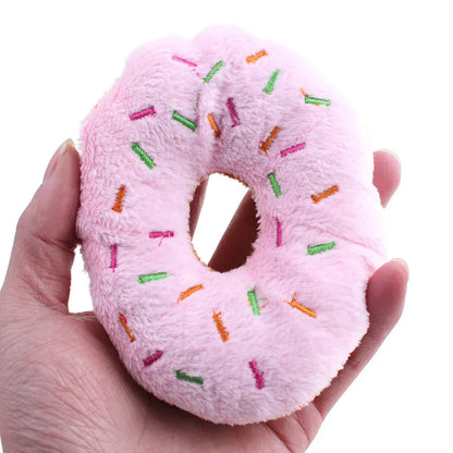 Plush Donut Squeaky Dog Toy