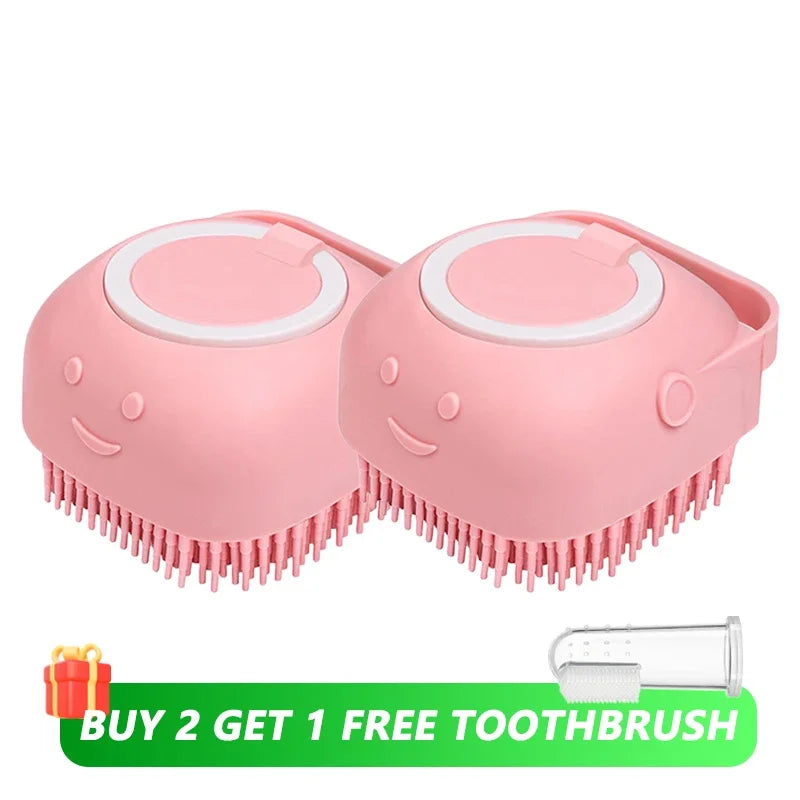 Pet Bath Brush with Shampoo Dispenser