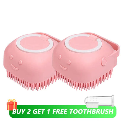 Pet Bath Brush with Shampoo Dispenser