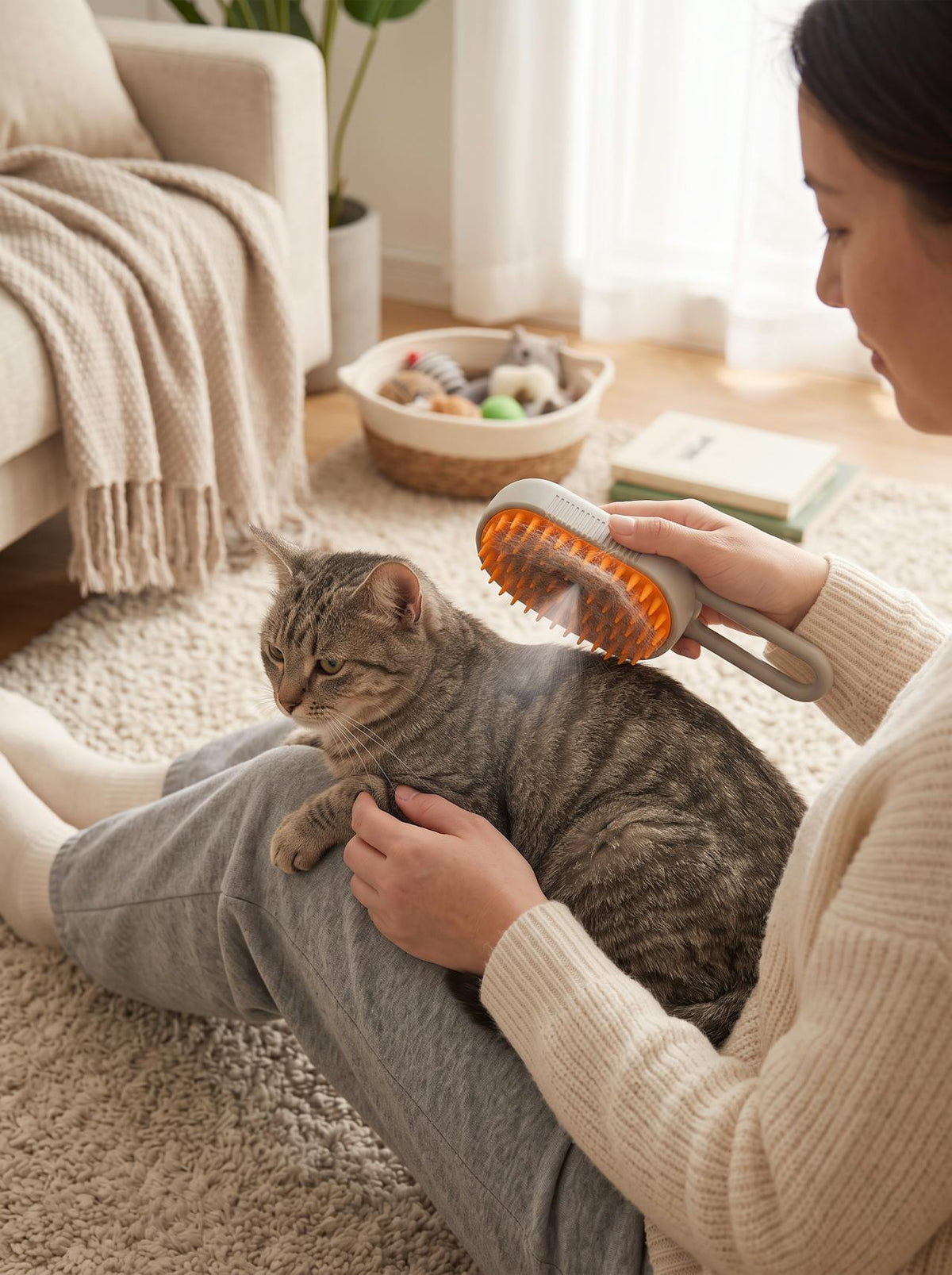 USB Rechargeable Pet Steam Brush lifestyle 2