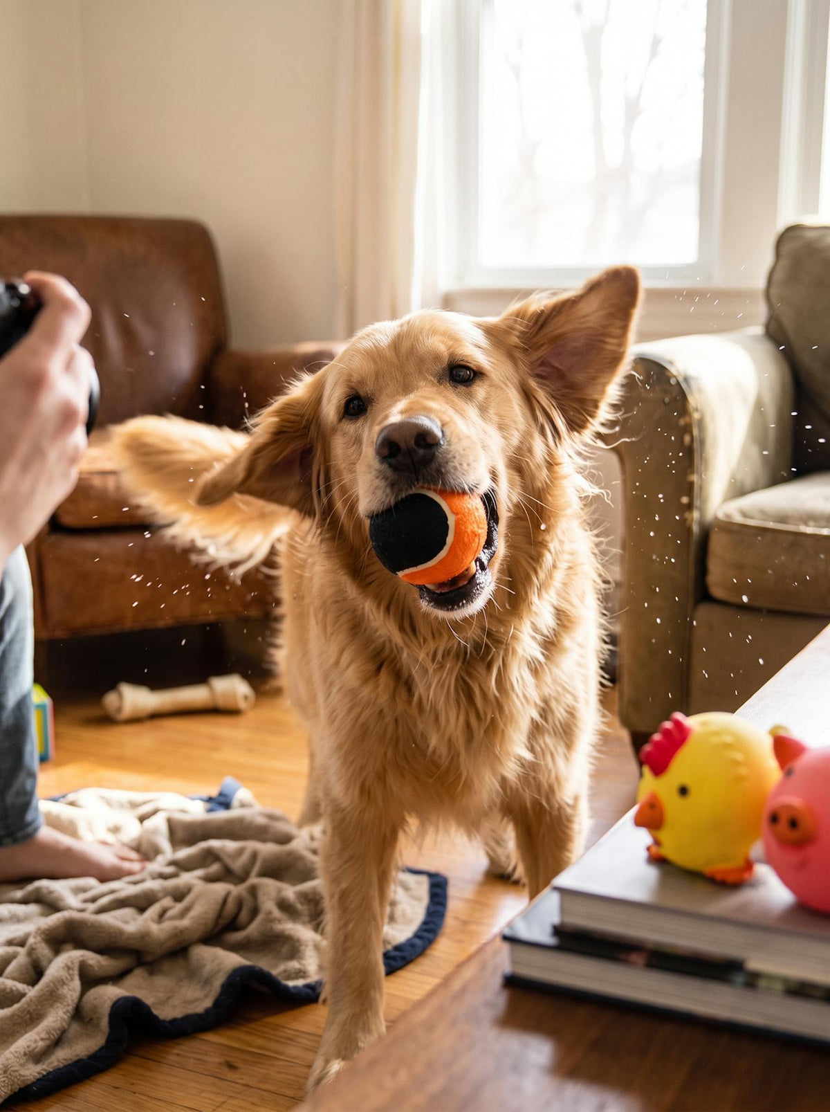 Squeaky Farm Animal Dog Toy lifestyle 2