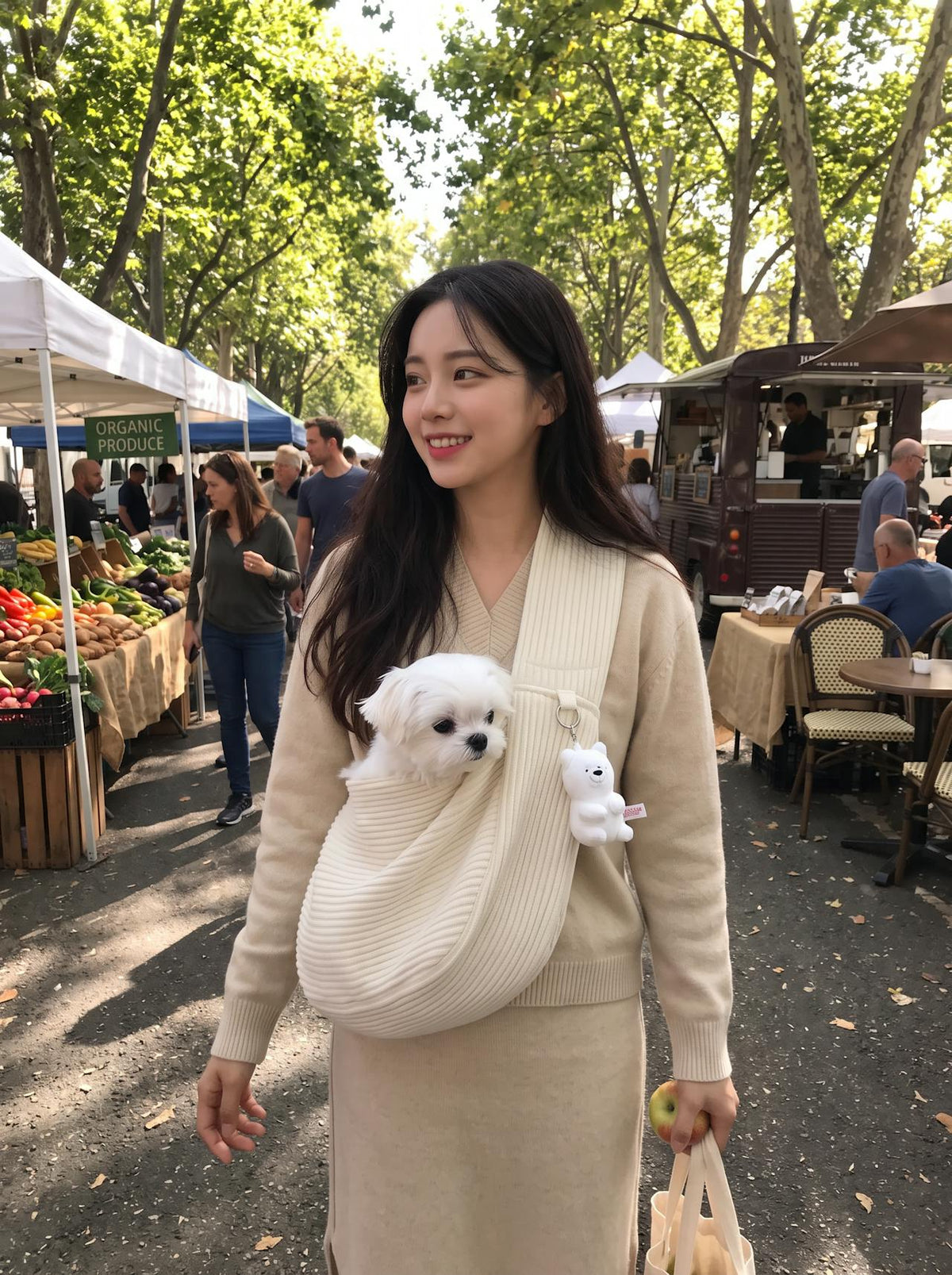 Handmade Canvas Pet Sling Bag lifestyle 2