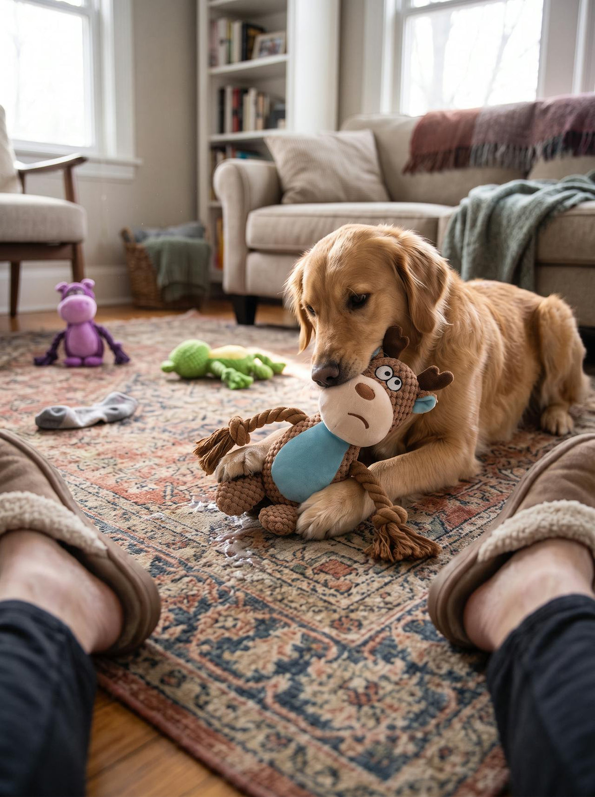 Tough Plush Squeaky Dog Toy lifestyle 2