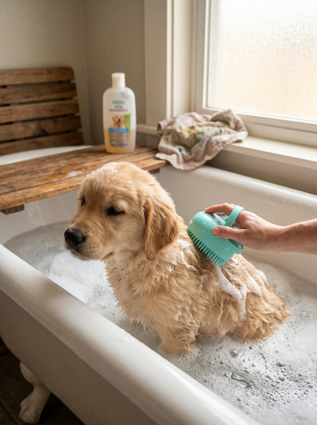 Pet Bath Brush with Shampoo Dispenser