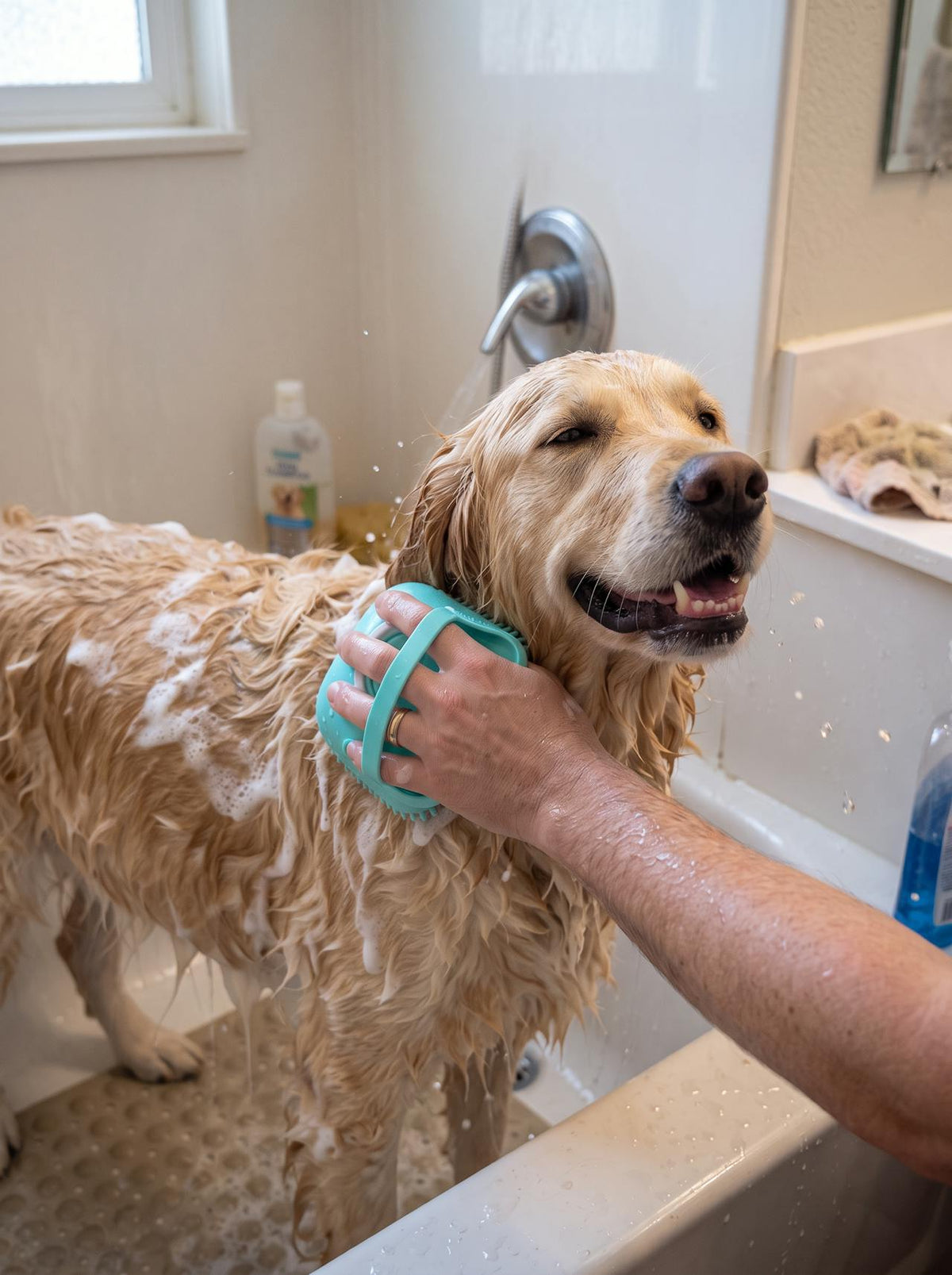 Pet Bath Brush with Shampoo Dispenser lifestyle 2