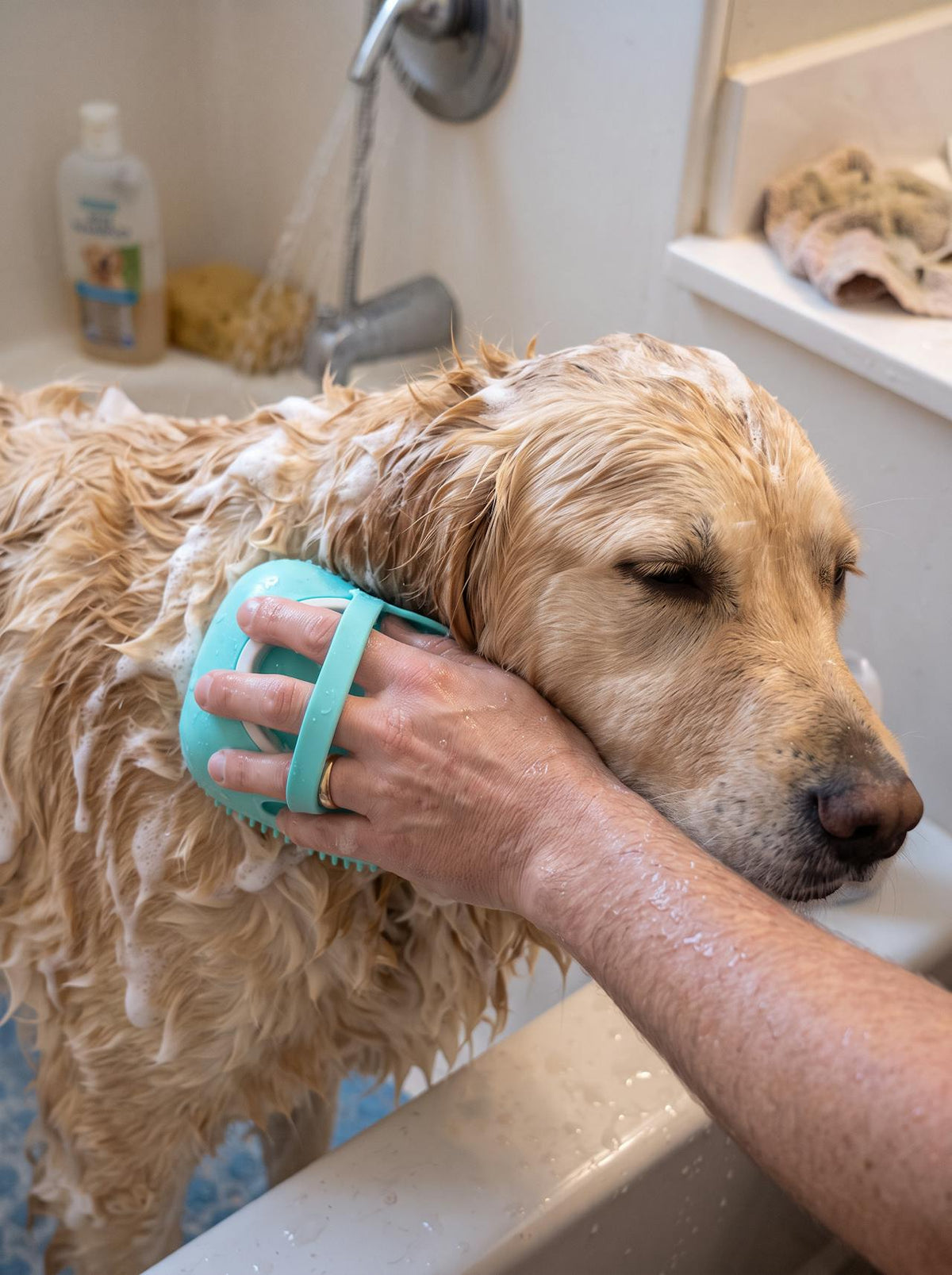 Pet Bath Brush with Shampoo Dispenser lifestyle 3