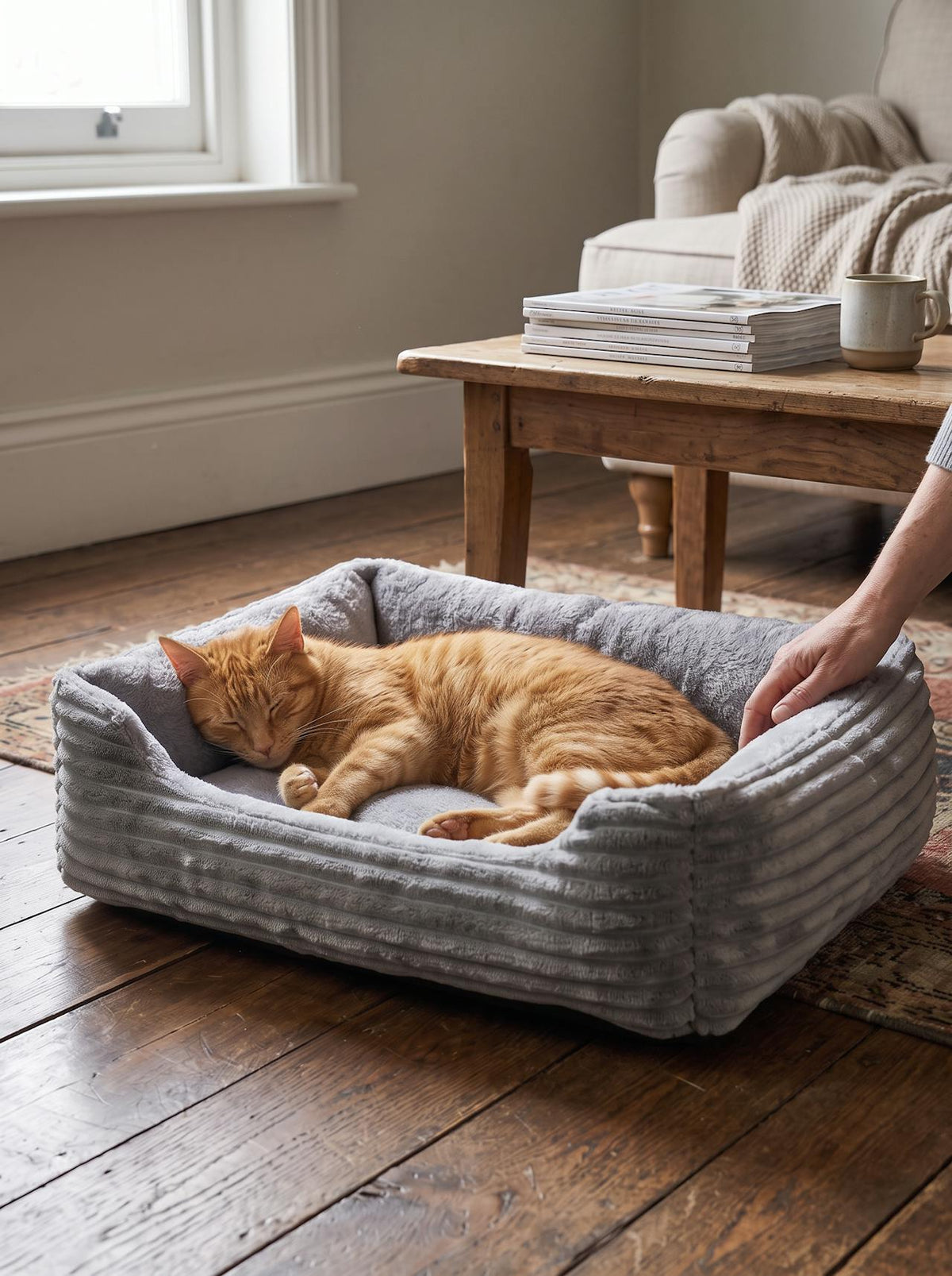 Square Plush Calming Pet Bed lifestyle 2