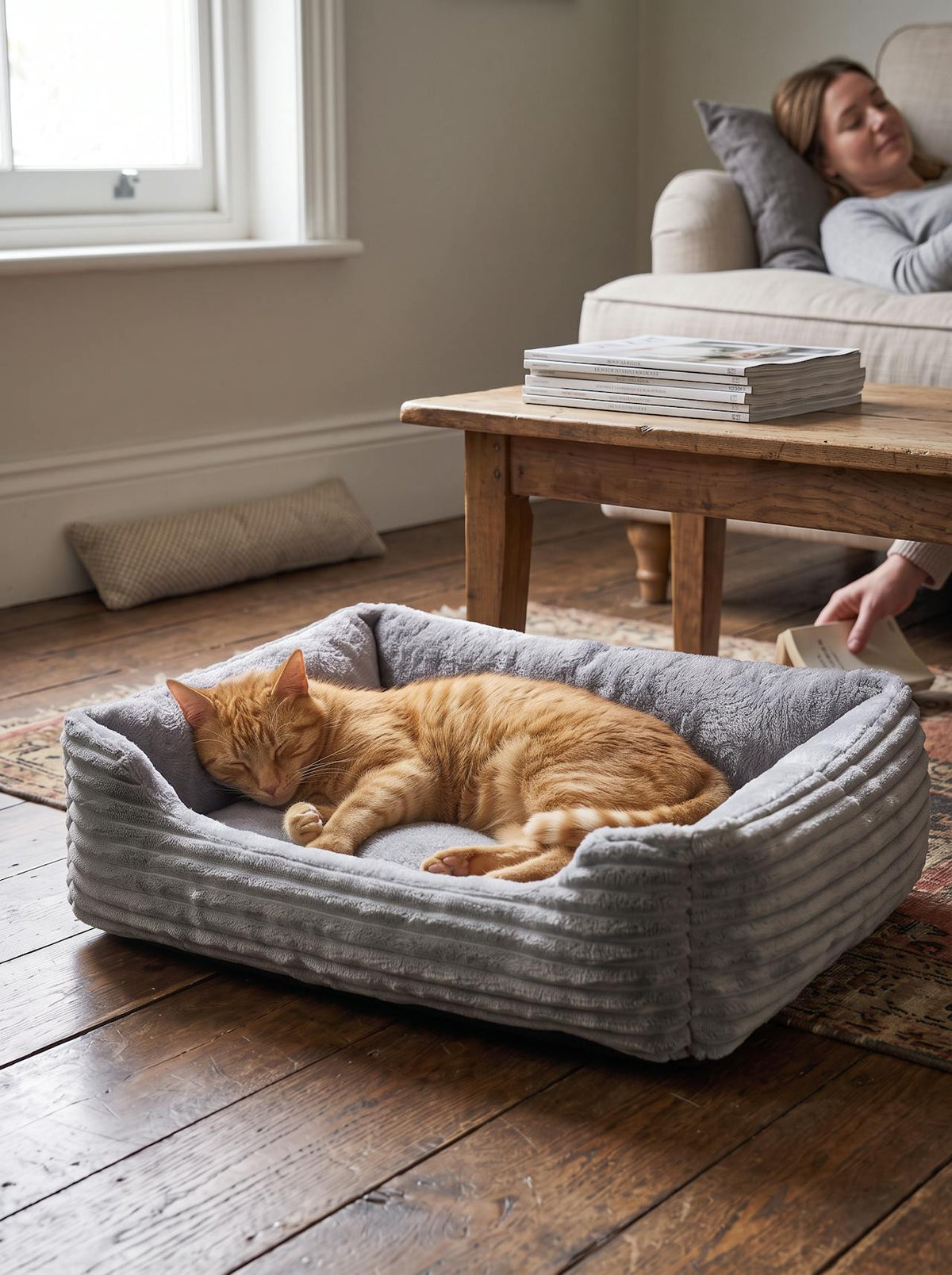 Square Plush Calming Pet Bed lifestyle 3