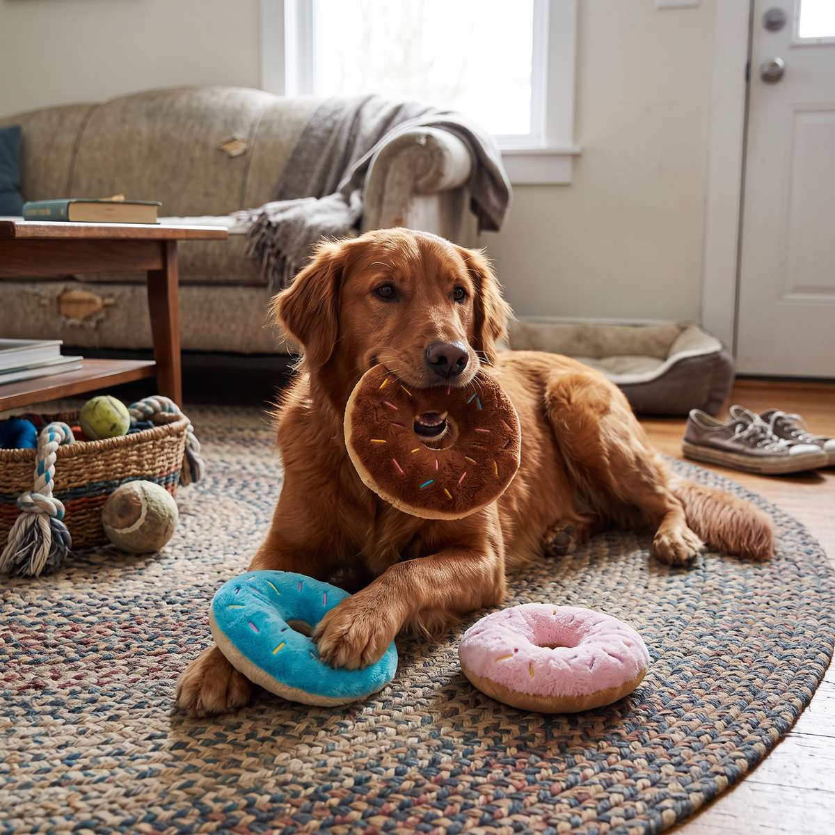 Plush Donut Dog Chew Toy | lifestyle