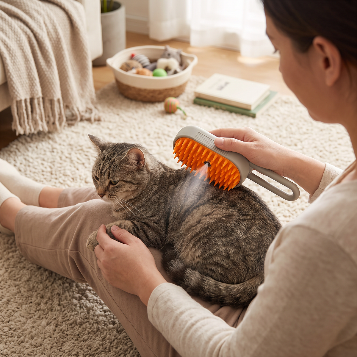 3-in-1 USB Rechargeable Pet Steam Brush | lifestyle