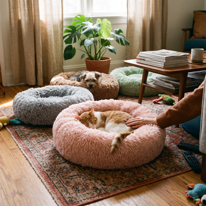 Plush Round Pet Nest Bed | lifestyle