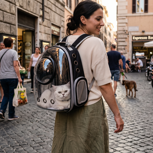 Transparent Pet Backpack – Breathable Cat & Small Dog Carrier, Portable Space Capsule Design | lifestyle