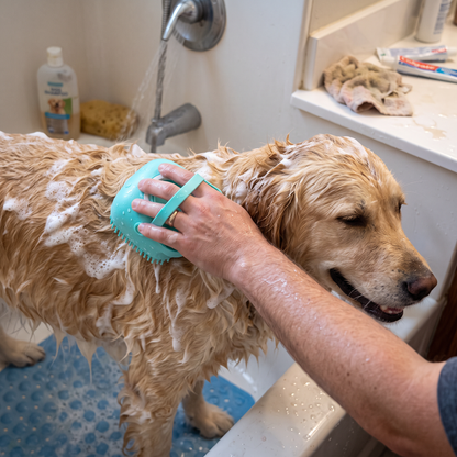 Pet Bathing & Massage Brush with Shampoo Dispenser | lifestyle